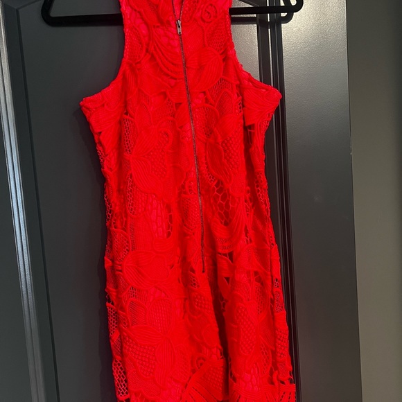 Lovers and Friends crochet knit floral red dress - Picture 2 of 2